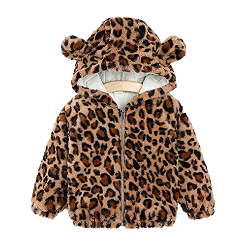 Verve Jelly Kleinkind Baby Mädchen Jungen Fleece Hoodie Jacke Leopard Langarm Reißverschluss Outwear Mantel Winter Warm Niedlich Bär Ohr Strickjacke Leopard 100 2-3 Jahre von Verve Jelly