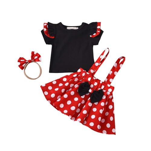 Verve Jelly Kleinkind Baby Mädchen Polka Dot Strapsröcke Set Kurzarm Rüschen Top 1. Geburtstag Outfits Foto Requisiten,Rot,100,18-24 Monate von Verve Jelly