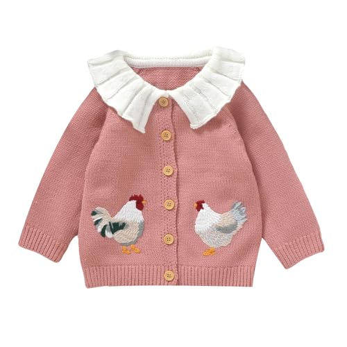 Verve Jelly Kleinkind Baby Mädchen Strickpullover Übergroß Langarm Stickerei Shirt Top Neugeborenes Kleinkind Süße Herbst Winter Kleidung Rosa 98 2-3 Jahre von Verve Jelly