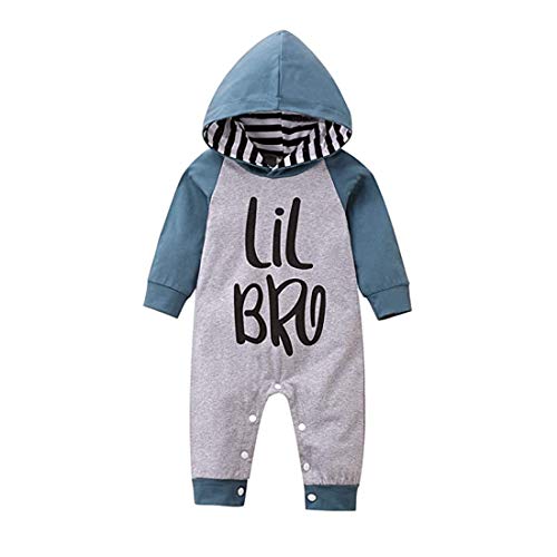 Verve Jelly Kleinkind Infant Boy Little Brother Print Overall Gestreifter Langarm Hoodie Strampler für 0-12 Monate Baby Jungen von Verve Jelly