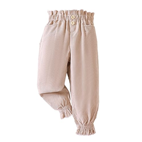 Verve Jelly Kleinkind-Jogginghose aus Cord für Kinder Rüschen elastische Taille Winter-Baby-Jogginghose einfarbige Legging-Hose mit Taschen Beige 90 2–3 Jahre von Verve Jelly