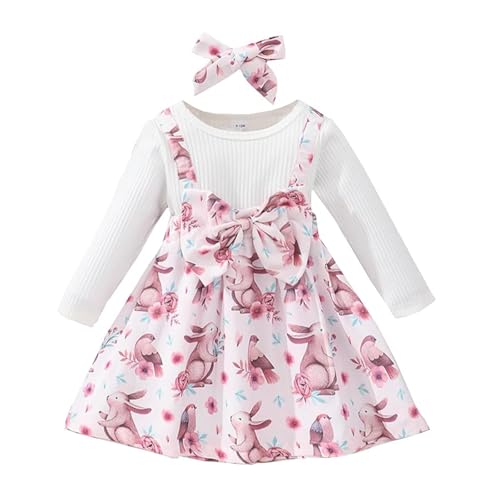 Verve Jelly Kleinkind Kind Baby Mädchen Ostern Outfit Häschenkleid Langarm Tüll Niedliches Kaninchenkleid Prinzessin Party Outfit mit Stirnband Rosa Langarm, 18–24 Monate von Verve Jelly