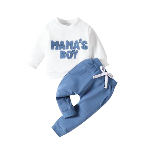 Verve Jelly Kleinkind Säugling Baby Junge Mädchen Kleidung Set Einfarbig Langarm Mama'S Boy Print Sweatshirts Tops Stretch Leggings Hosen Outfits Kleidung Königsblau 9 12 Monate von Verve Jelly