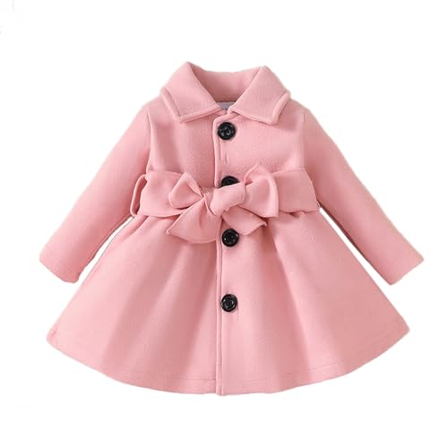 Verve Jelly Mädchen-Kleid-Mantel Kinder-Winter-warme Jacke lange Ärmel Knopf-Trenchcoat Tasche lange Peacoat-Oberbekleidung Rosa 2–3 Jahre von Verve Jelly