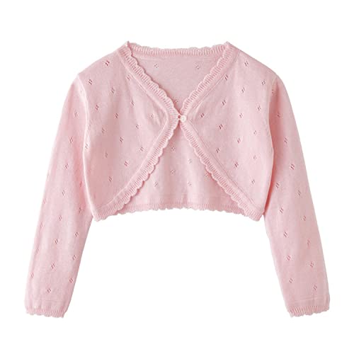 Verve Jelly Mädchen Langarm Shrug Kinder Strickjacke Bolero Shrug Jacke Einfarbig Cover Up Rosa 90 1-2 Jahre von Verve Jelly