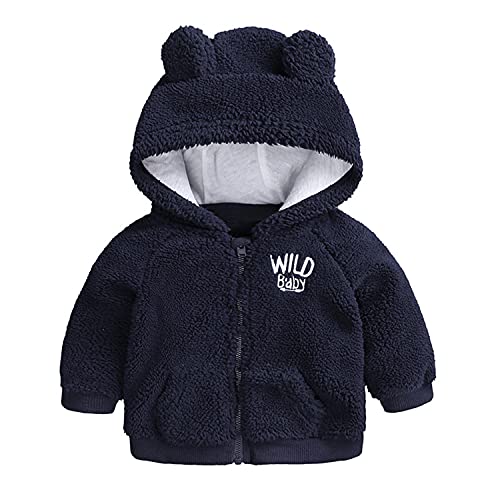 Verve Jelly Neugeborene Säugling Baby Jungen Mädchen Cartoon Fleece Kapuzenjacke Mantel mit Ohren Warm Outwear Mantel Reißverschluss Overcoat Herbst Winter Dicke Kleidung, blau, 68 von Verve Jelly