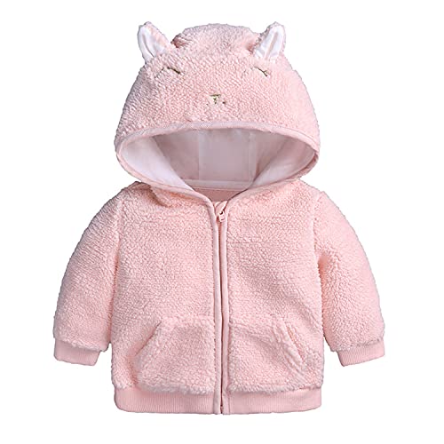 Verve Jelly Neugeborene Säugling Baby Jungen Mädchen Cartoon Fleece Kapuzenjacke Mantel mit Ohren Warm Outwear Mantel Reißverschluss Overcoat Herbst Winter Dicke Kleidung, rose, 50 von Verve Jelly