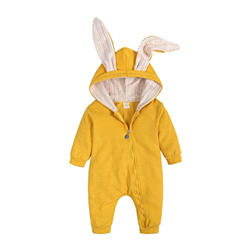 Verve Jelly Neugeborenes Baby Jungen Mädchen Hase Ostern Outfits Säuglings Langarm Onesies Hoodie Strampler Overall Pyjamas Set Gelb 2 59 0-3 Monate von Verve Jelly