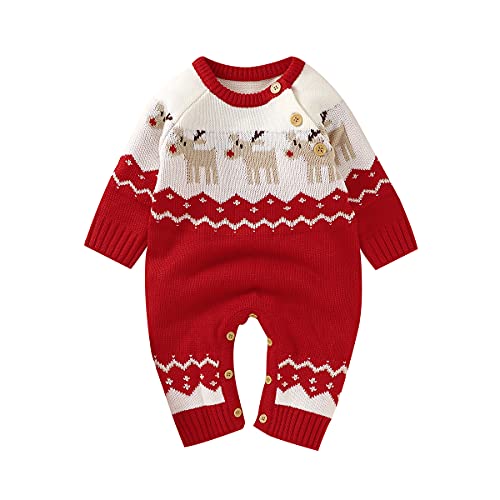 Verve Jelly Neugeborenes Baby Jungen Mädchen Weihnachten Strampler Langarm Body Baby Weihnachten Pullover Kleinkind Rentier Outfit Rot Kleidung Rot 1 100 12-18 Monate von Verve Jelly