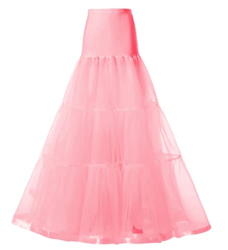 Verve Jelly Petticoats für Damen Reifloser Petticoat Krinoline Unterrock Rock Bodenlang Ballkleid Slips für Brautkleid Rosa S/M von Verve Jelly