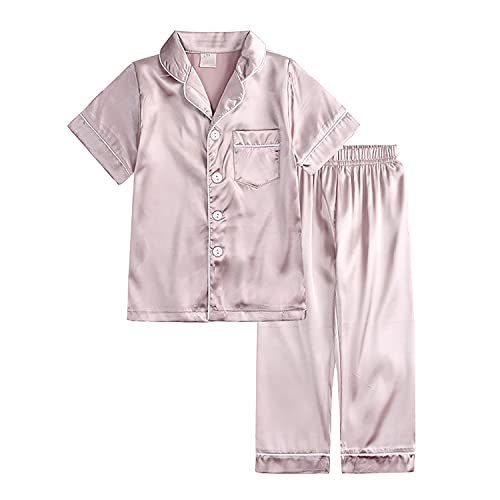 Verve Jelly Pyjama-Set für Kleinkinder Jungen und Mädchen Pyjama-Set für Babys Button-Down-Nachtwäsche Schlafshirt und Hose für kleine Kinder 2-teiliges Pyjama-Set 110 Stil A Roségold 3–4 Jahre von Verve Jelly