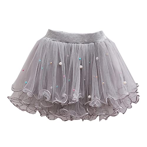 Verve Jelly Rock aus Netz-Tüll Minirock für Mädchen hohe Taille A-Linie Feenkleid mehrlagiges Tutu für Kinder 3-lagiger flauschiger Tüll-Tutu-Rock für Mädchen Stil A Grau 130 8–9 Jahre von Verve Jelly