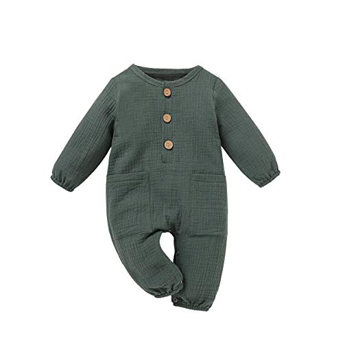 Verve Jelly Säugling Baby Mädchen Jungen Overall Baumwolle Leinen Strampler Langarm Einteiliger Bodysuits Herbst Winter Pyjama Kleidung von Verve Jelly