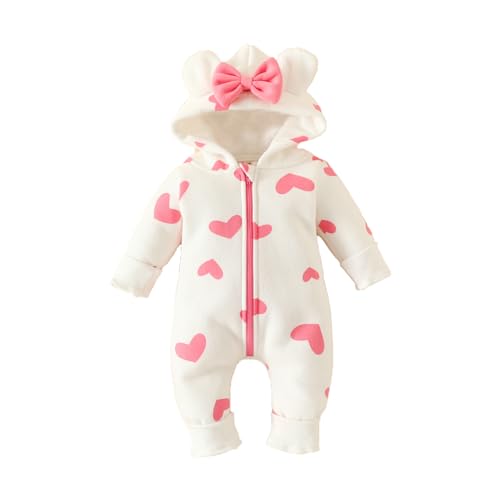 Verve Jelly Unisex Baby Langarm Langarm Bodysuit Overall Neugeborene Jungen Mädchen Langarm süße Liebe Print Hoodie Strampler ein Stück Kleidung rosa 12-18Monate von Verve Jelly