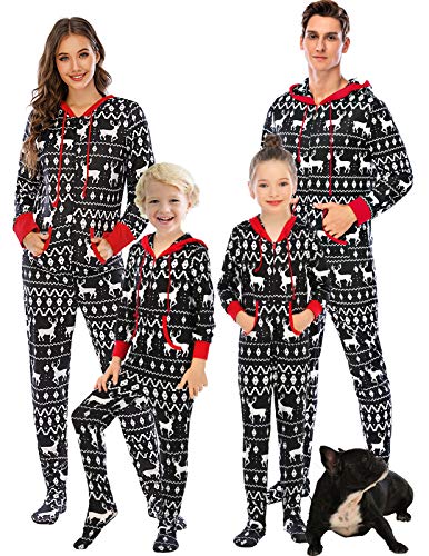 Verve Jelly Weihnachten Schlafanzug Familien Pyjama Set Erwachsene Kinder Baby Jumpsuit Nachtwäsche mit Reißverschluss Kapuze Overall Homewear von Verve Jelly