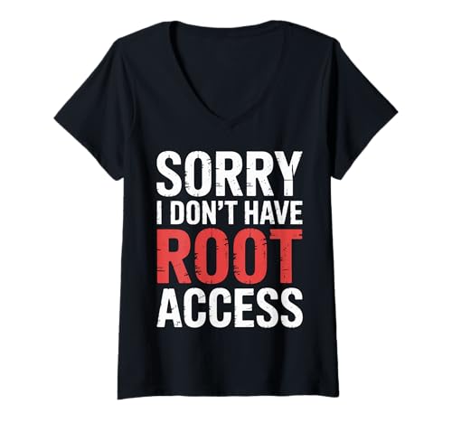 Damen Sorry I Don't Have Root Access Programmer Developer - T-Shirt mit V-Ausschnitt von Verweigerte Berechtigungsprogrammierer Snark
