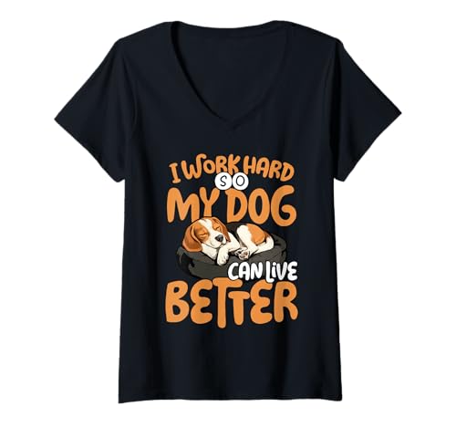 Damen Ich Arbeite Hart, Damit Mein Hund Besser Leben Kann T-Shirt mit V-Ausschnitt Damen Ich Arbeite Hart, Damit Mein Hund Besser Leben Kann T-Shirt mit V-Ausschnitt von Verwöhnter Welpenleben Lustiger Hundebesitzer