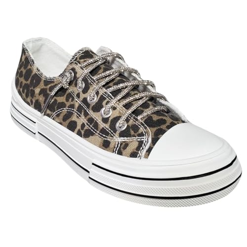 Very G Aman Damen-Sneaker aus Segeltuch zum Schnüren, Hellbrauner Leopardenmuster, 38.5 EU Very G Aman Damen-Sneaker aus Segeltuch zum Schnüren, Hellbrauner Leopardenmuster, 38.5 EU von Very G