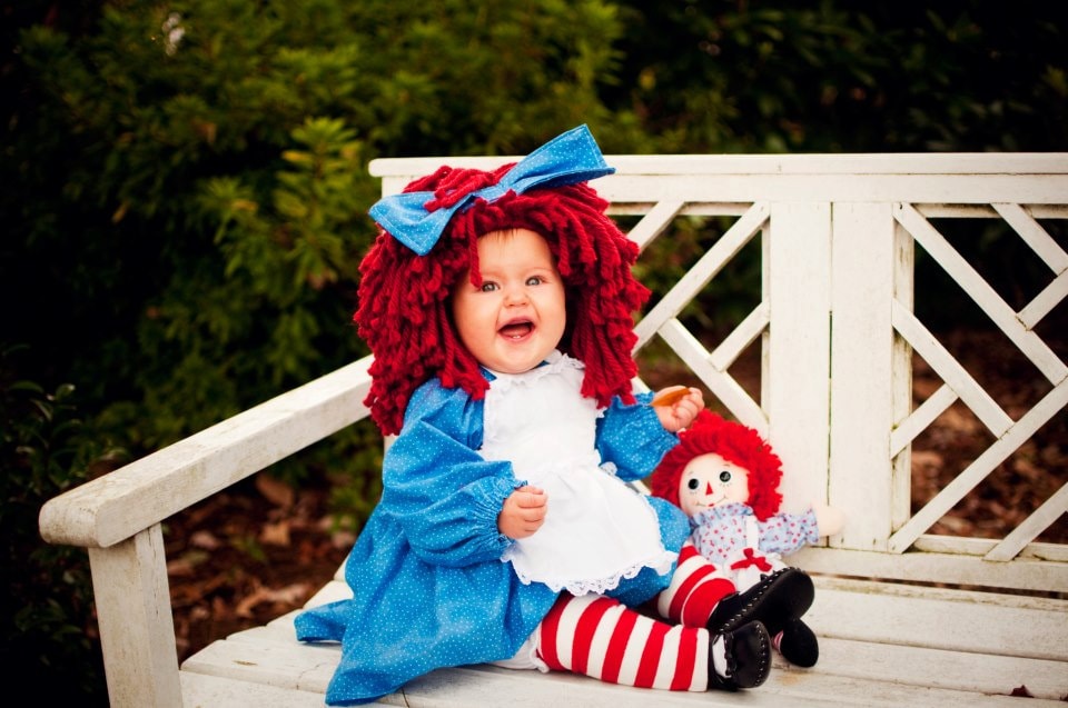 Adorable Custom Raggedy Ann Doll Baby Ragdoll Kostüm Kleid & Bow Dress Up Pageant Halloween von VeryChicBaby