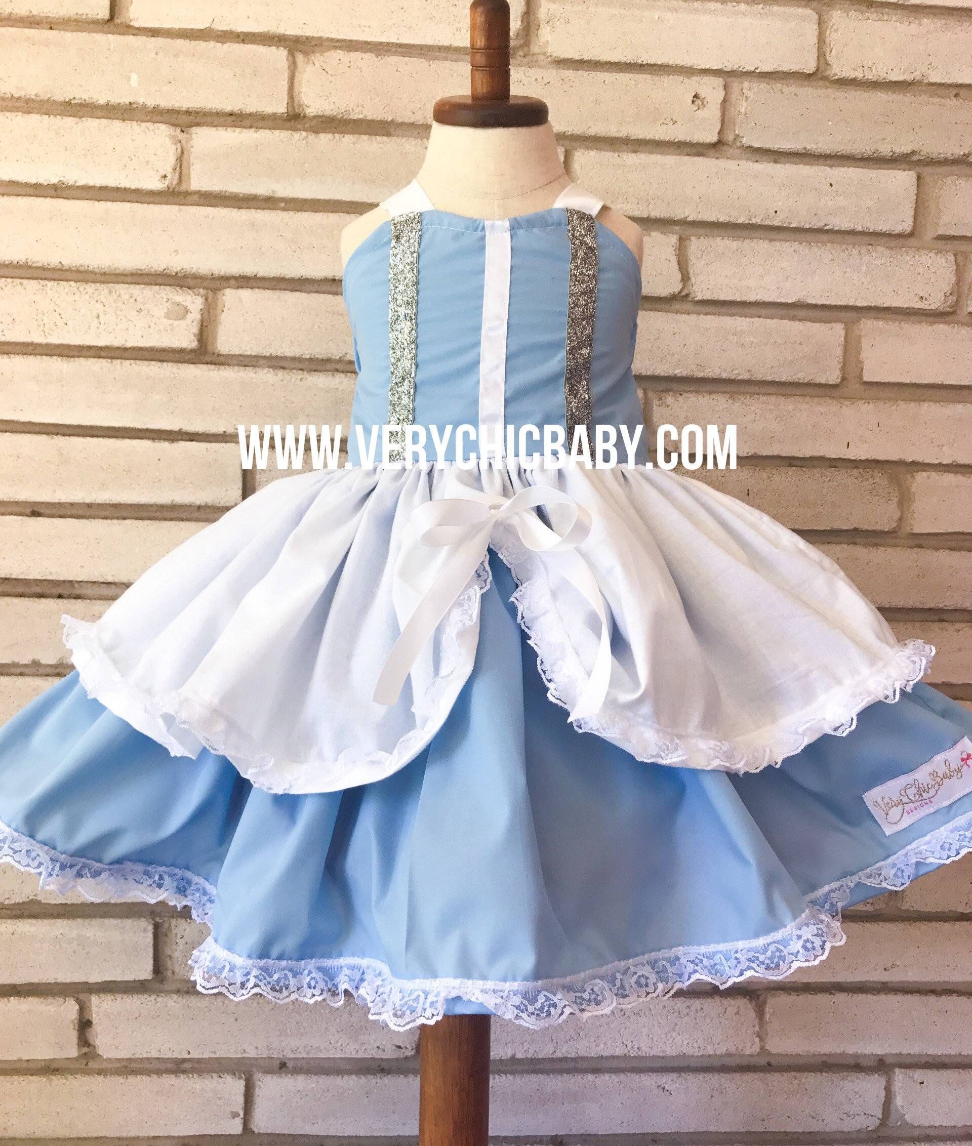 Mädchen Cinderella Kleid, Blaues Prinzessinnen Kostüm von VeryChicBaby