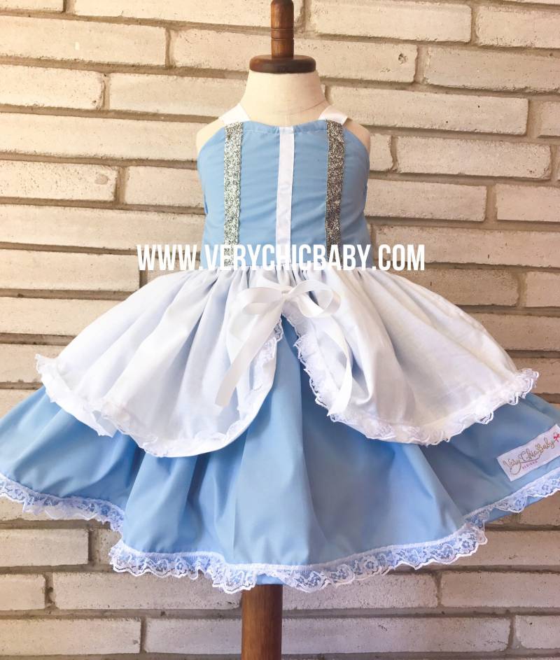 Mädchen Cinderella Kleid, Blaues Prinzessinnen Kostüm von VeryChicBaby