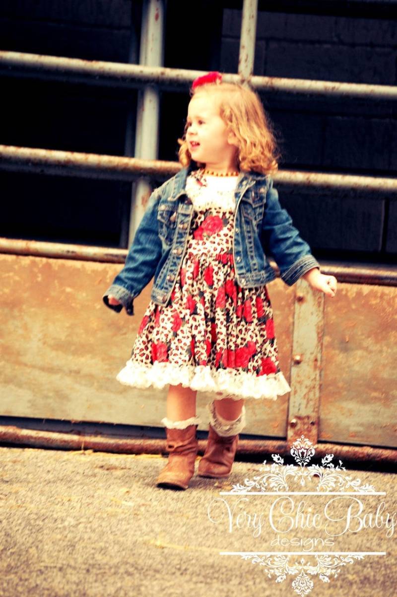 Mädchen Leopardenmuster Kleid, Und Rosenkleid, Mädchenkleid von VeryChicBaby