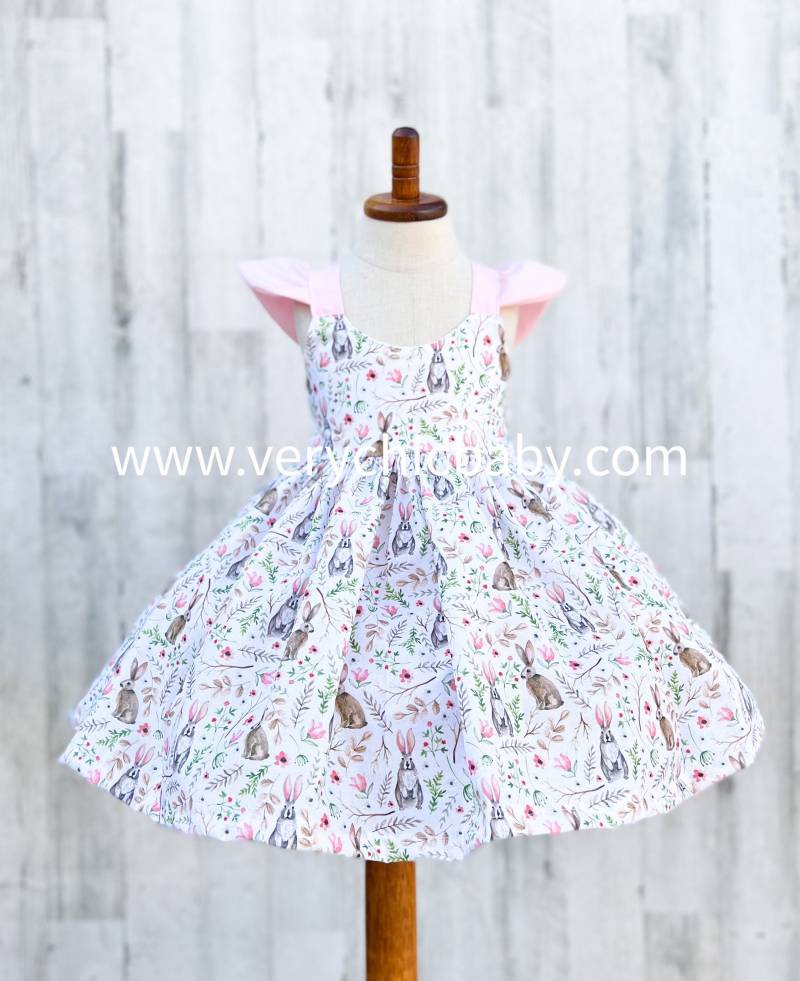 Mädchen Osterhasen Kleid, Mit Blumen Muster von VeryChicBaby