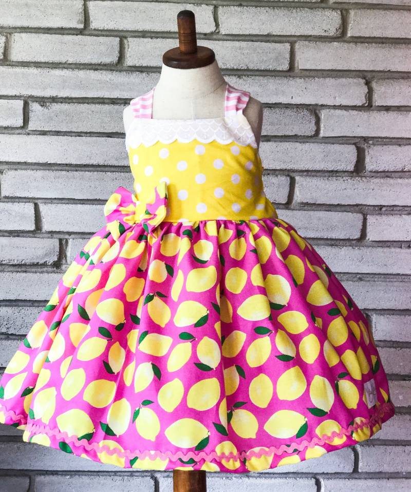 Zitrone Kleid, Limonade Mädchen Stand Frühlingskleid, Sommerkleid, Sommerkleid von VeryChicBaby