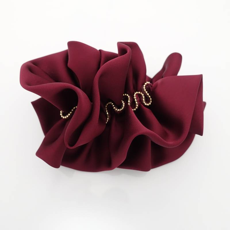 Goldene Reißverschluss Kette Verziert Satin Scrunchy Weiche Glänzende Haargummis von VeryShine