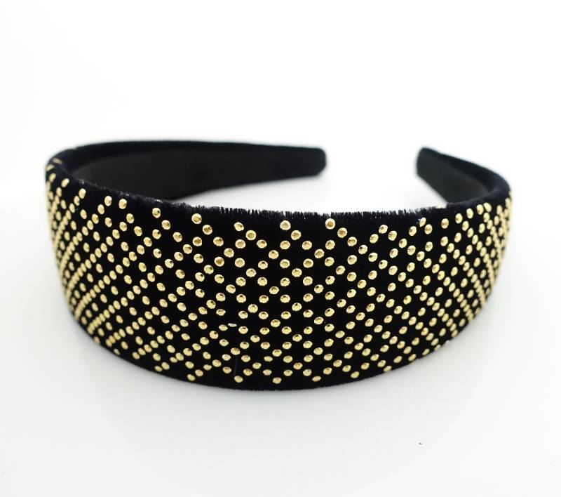 Schwarzes Samt Diamant Grid Stirnband Schillernde Mode Damenmode Haarband von VeryShine