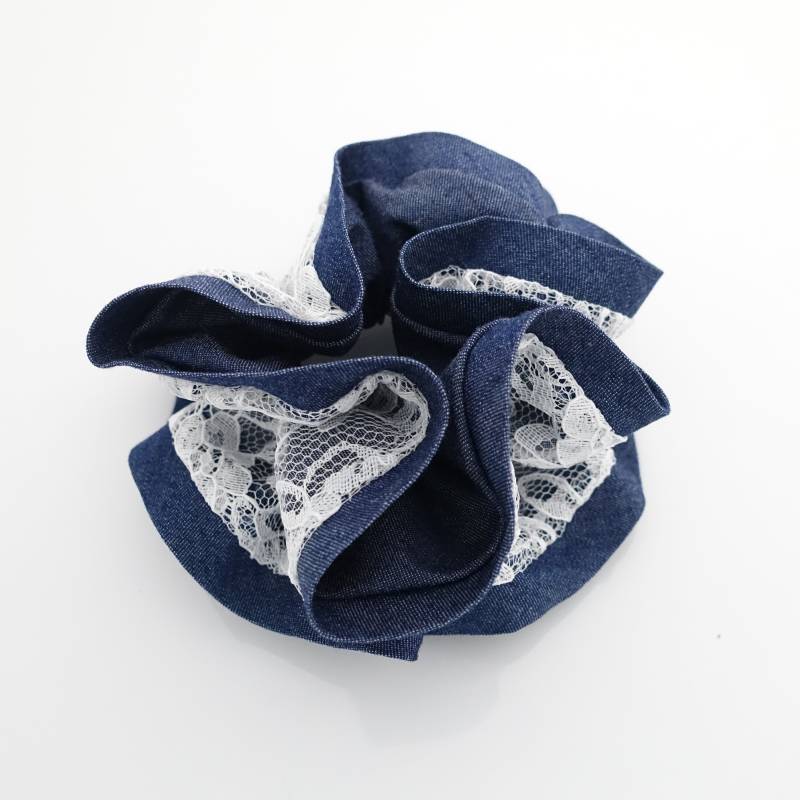 Spitze Geschichtet Denim Scrunchies Frau Haar Elastisch Accessoire von VeryShine
