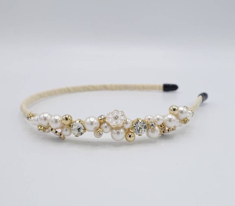 Strass Perle Perlen Stirnband Dünn Verzierte Elegante Mode Haarband von VeryShine