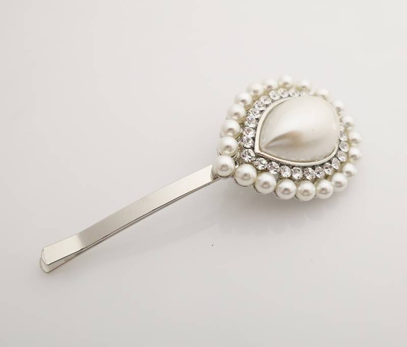 Wasser Tropfen Form Perle Strass Verzierte Haarspange Für Frauen von VeryShine