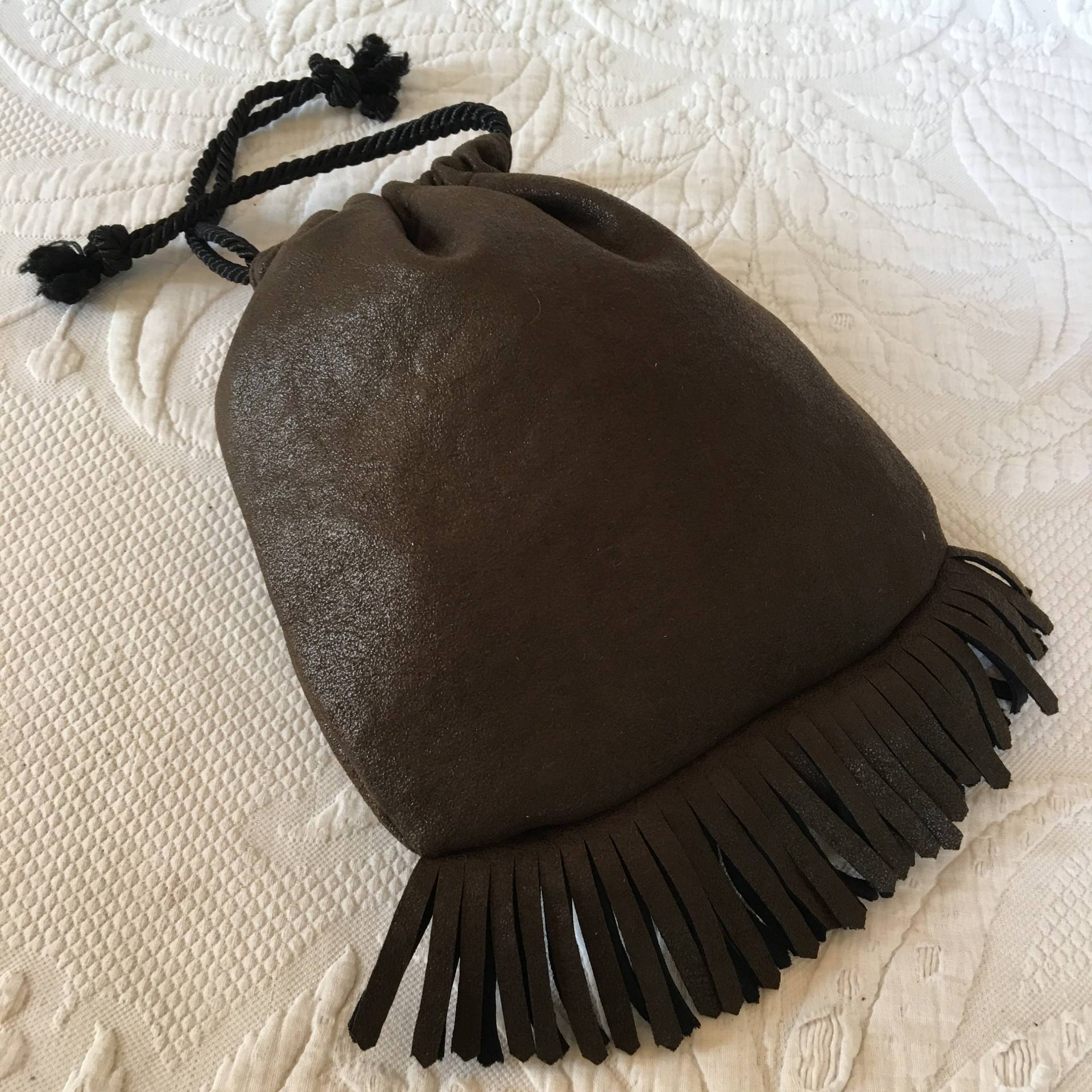 Handgemachte Kunstleder Fransen Kordelzug Tasche. Baumwollfutter Und Kordelzug. Charro Style Herrentasche. Unten Franse von VeryVictorianStudio