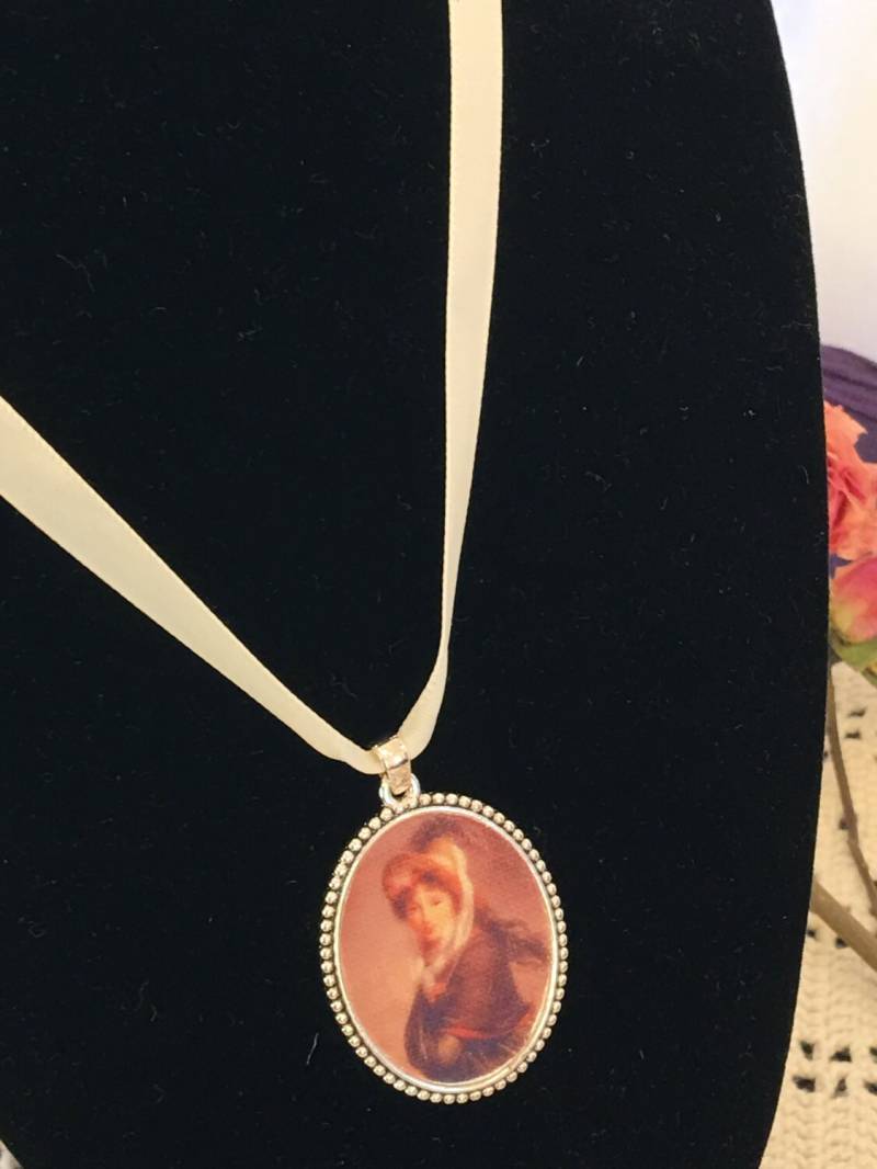 Leinen Anhänger, Handgemachter Ölgemälde Portrait Anhänger Für Reenacting. Silberner Metallrahmen, Kunstölmalerei Auf Leinenanhänger von VeryVictorianStudio