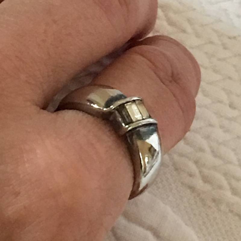 Vintage Silber Metall Ring Mit Zwei Baguette Strass. Mans Strassring. Zwei Strass Auf Band von VeryVictorianStudio