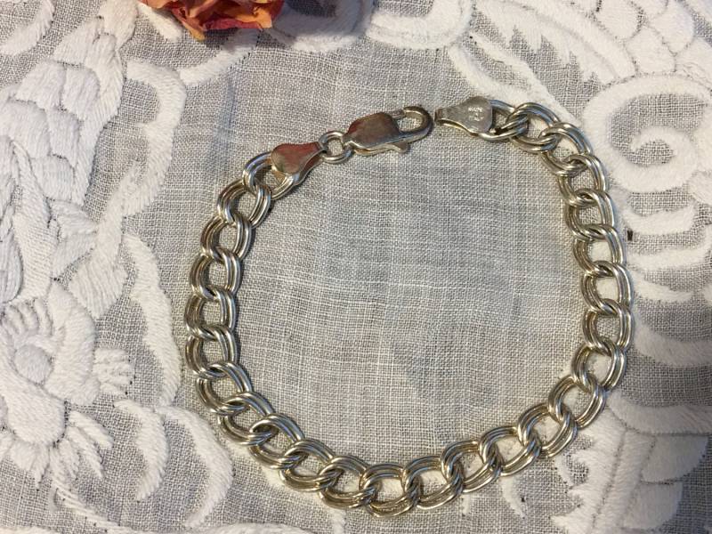 Vintage Sterling Silber Double Link Armband. Klauenverschluss Auf Double Link Armband Made in Italy von VeryVictorianStudio