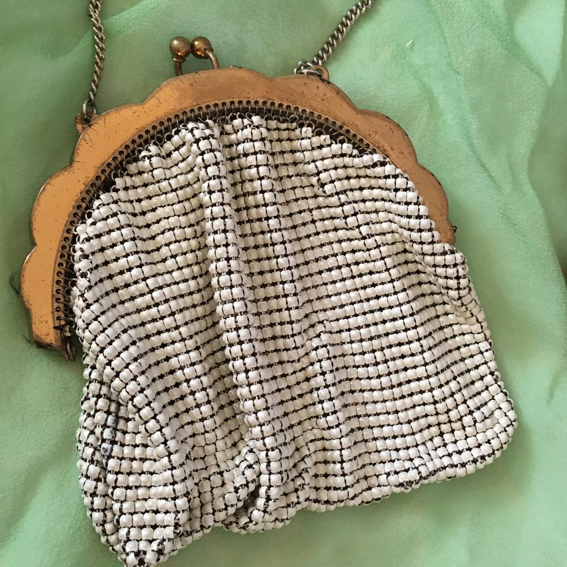 Vintage Weiß Und Gold Mesh Whiting Davis Brauttasche. Kein Futter. Vergoldetem Rahmen, Kette. Hochzeits - Oder Abendtasche von VeryVictorianStudio