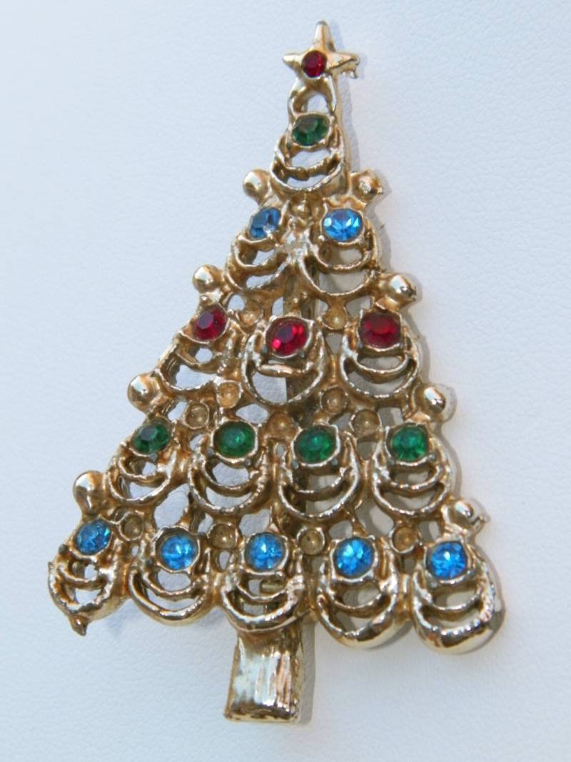 Vintage Weihnachten Pin/Urlaub Stift - Weihnachtsbaum Mit Strass von VeryVintageFinds