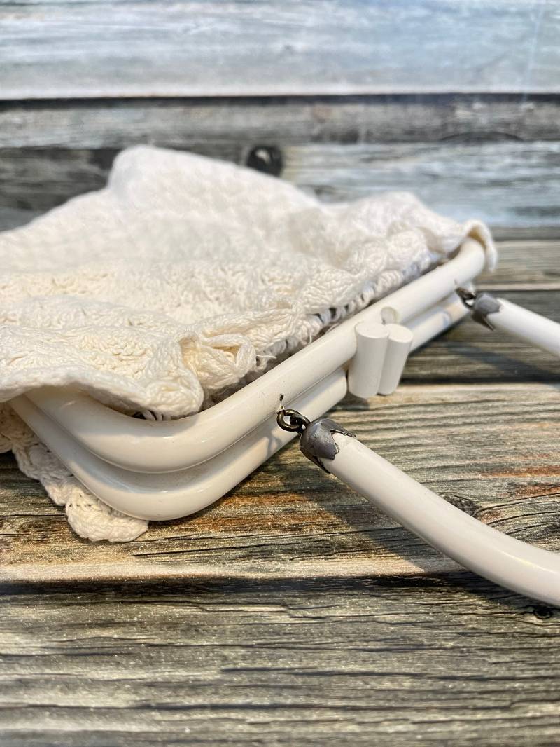 Vintage Creme Handgehäkelte Geldbörse Handtasche - Handgemachte Gehäkelte von VeryYouVintage