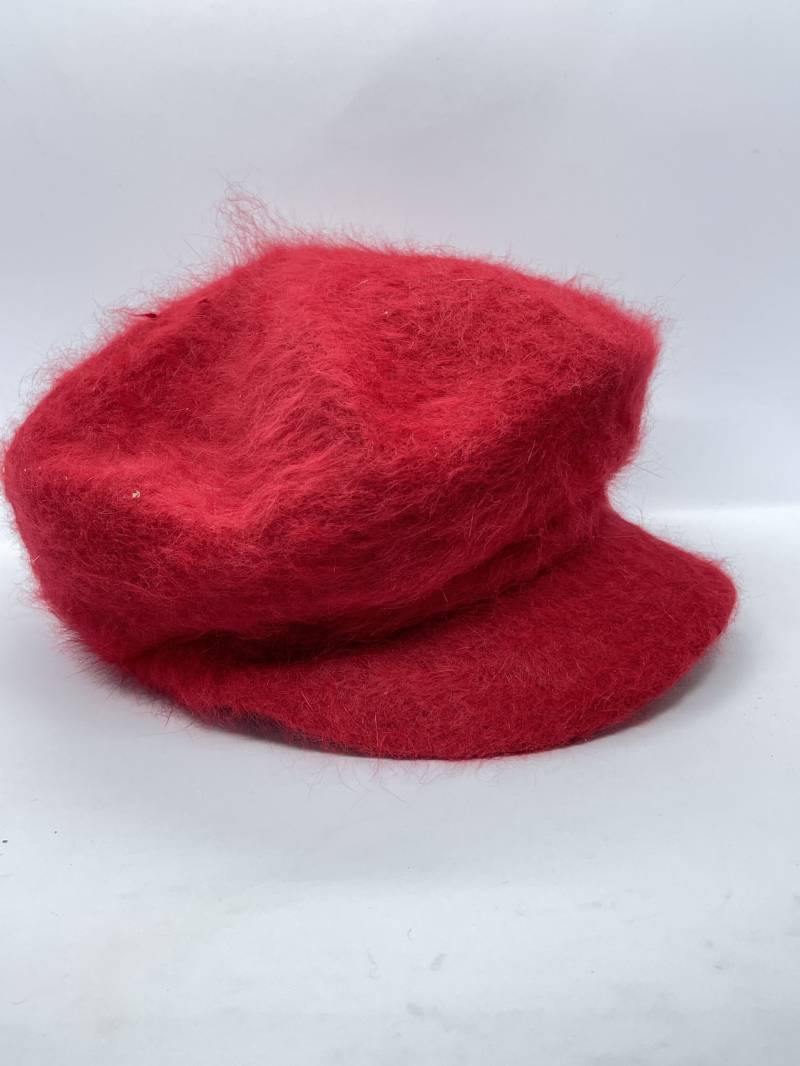 Vintage Red Rabbit Haar Wollhut Baskenmütze - Wolle Barett Newsie Damenhut Hat Hasenhaar Roter von VeryYouVintage