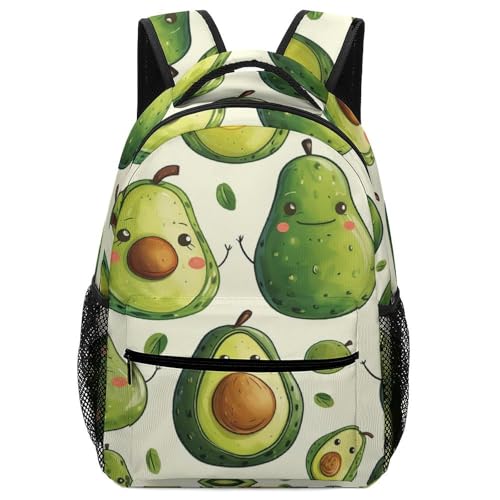 VesFy Avocado Schulrucksack Mädchen Creative Obst Schüler Schultasche Büchertaschen Buchtasche Büchertasche Für Teenager Kinder One Size von VesFy