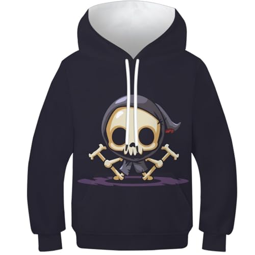 VesFy Coole Totenköpfe Sweatshirt 3D Druck Niedlicher Totenkopf Jumper Pullover Hoody Mit Tasche Hoodie Drawstring Streetwear Eignung Jungen Und Mädchen Casual Langarm Unisex 13-15Y von VesFy