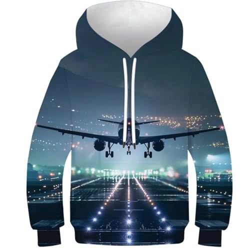 VesFy Cooles Flugzeug Sweatshirt Pullover 3D Druck Flugzeuge Hoody Jumper Hoodie Drawstring Streetwear Mit Tasche Eignung Jungen Und Mädchen Casual Langarm Unisex 10-12Y von VesFy