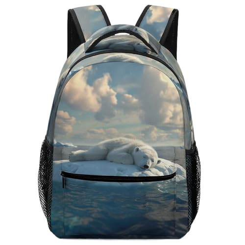 VesFy Eisbär Grundschule Rucksack Tier Schultasche Grundschule Verstellbare Gurte Buchtasche Büchertasche Für Teenager Kinder One Size von VesFy