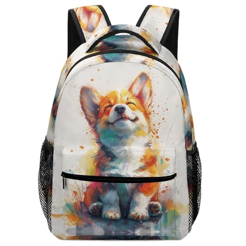 VesFy Farbenfroher Hund Freizeitrucksack Tier Kinder Schultasche Daypack Buchtasche Rucksäcke Für Jungen Und Mädchen One Size von VesFy