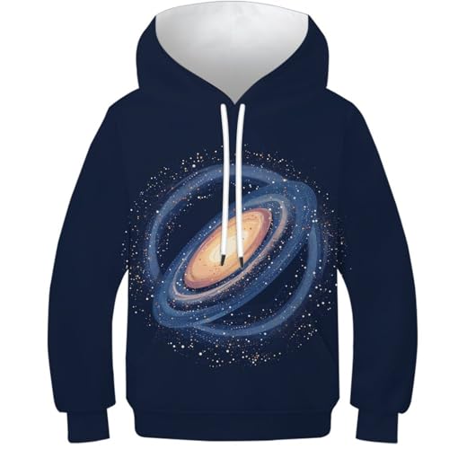 VesFy Galaxien 3D Druck Stern-Fluss Sweatshirt Pullover Hoody Kapuzenpullover Streetwear Drawstring Mit Tasche Hoodie Eignung Jungen Und Mädchen Casual Langarm Unisex 9-11Y von VesFy
