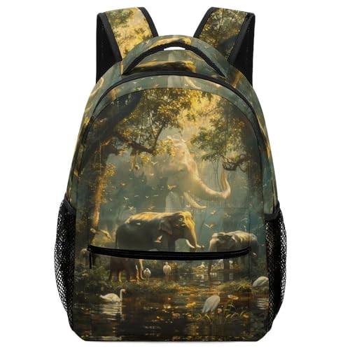 VesFy KüNstlerischer Elefant Junge Rucksack Tier Schulranzen Jungen Verstellbare Gurte Buchtasche RucksäCke FüR Jungen MäDchen Teenager One Size von VesFy