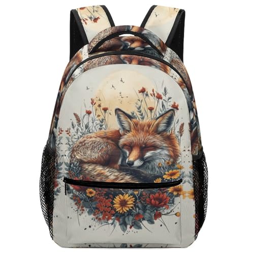 VesFy Kunst Fuchs Junge Rucksack Tier Ranzen Für Schule Daypack Buchtasche Reiserucksäcke Mädchen Junge Kinder One Size von VesFy