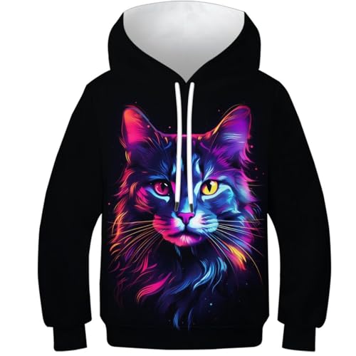 VesFy Kunst Katze Hoody Pullover Kapuzenpullover Sweatshirt 3D Druck Tier Drawstring Hoodie Mit Tasche Streetwear Eignung Jungen Und Mädchen Casual Langarm Unisex 8-10Y VesFy Kunst Katze Hoody Pullover Kapuzenpullover Sweatshirt 3D Druck Tier Drawstring Hoodie Mit Tasche Streetwear Eignung Jungen Und Mädchen Casual Langarm Unisex 8-10Y von VesFy